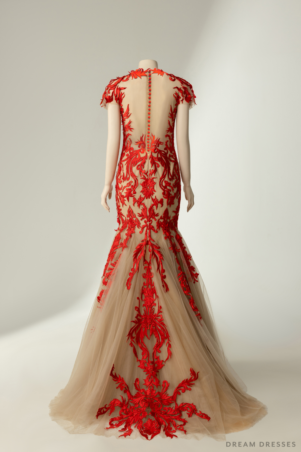 Couture Red Mermaid Wedding Gown with Embroidery - Erina Couture Red Mermaid Wedding Gown with Embroidery - Erina