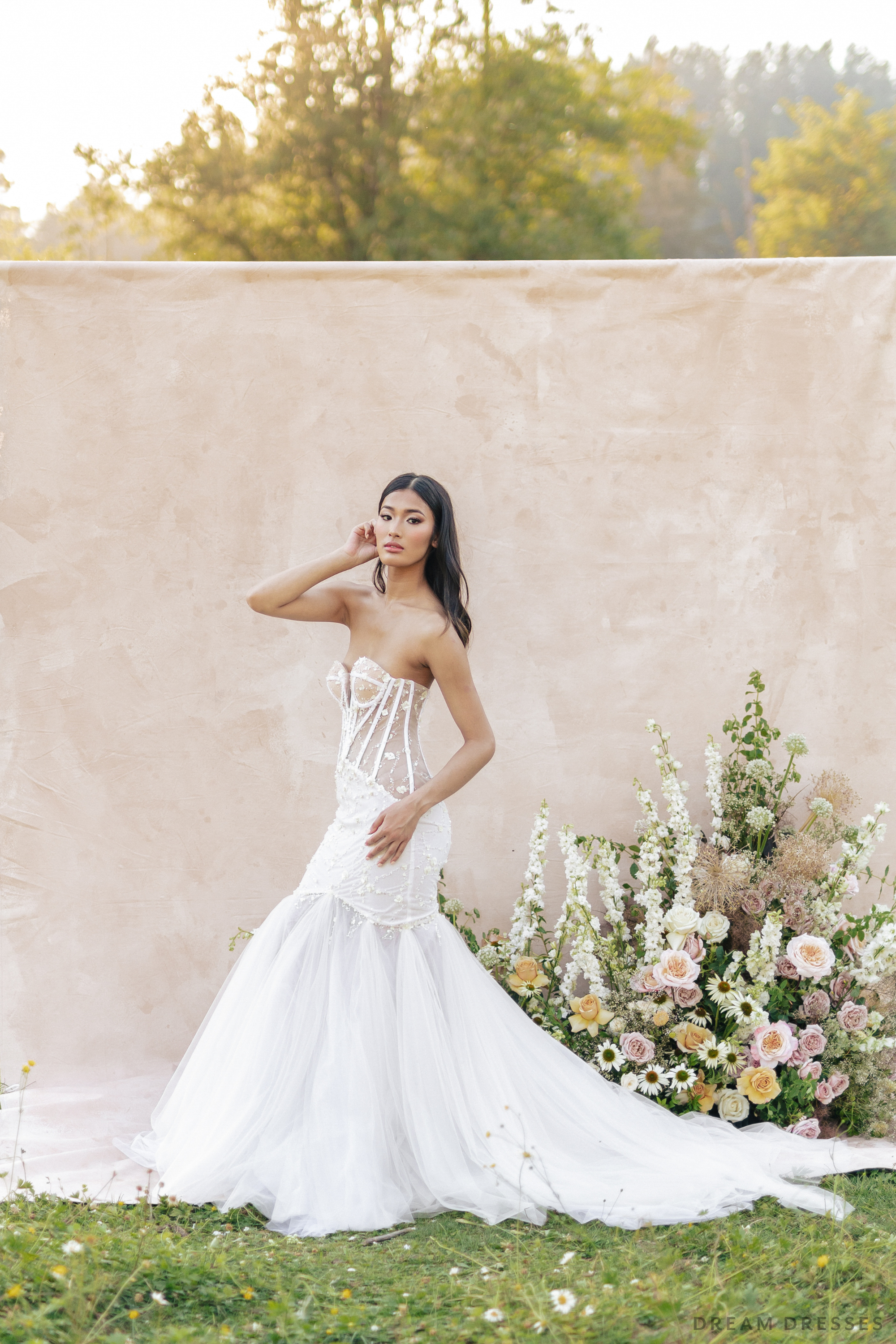 Mermaid Wedding Gown with Corset Bodice (#VELIA)