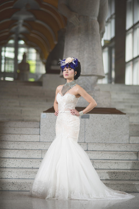 Sheer Bodice Trumpet Wedding Dress (Style # BETTY PB147) - Dream Dresses by P.M.N
 - 1