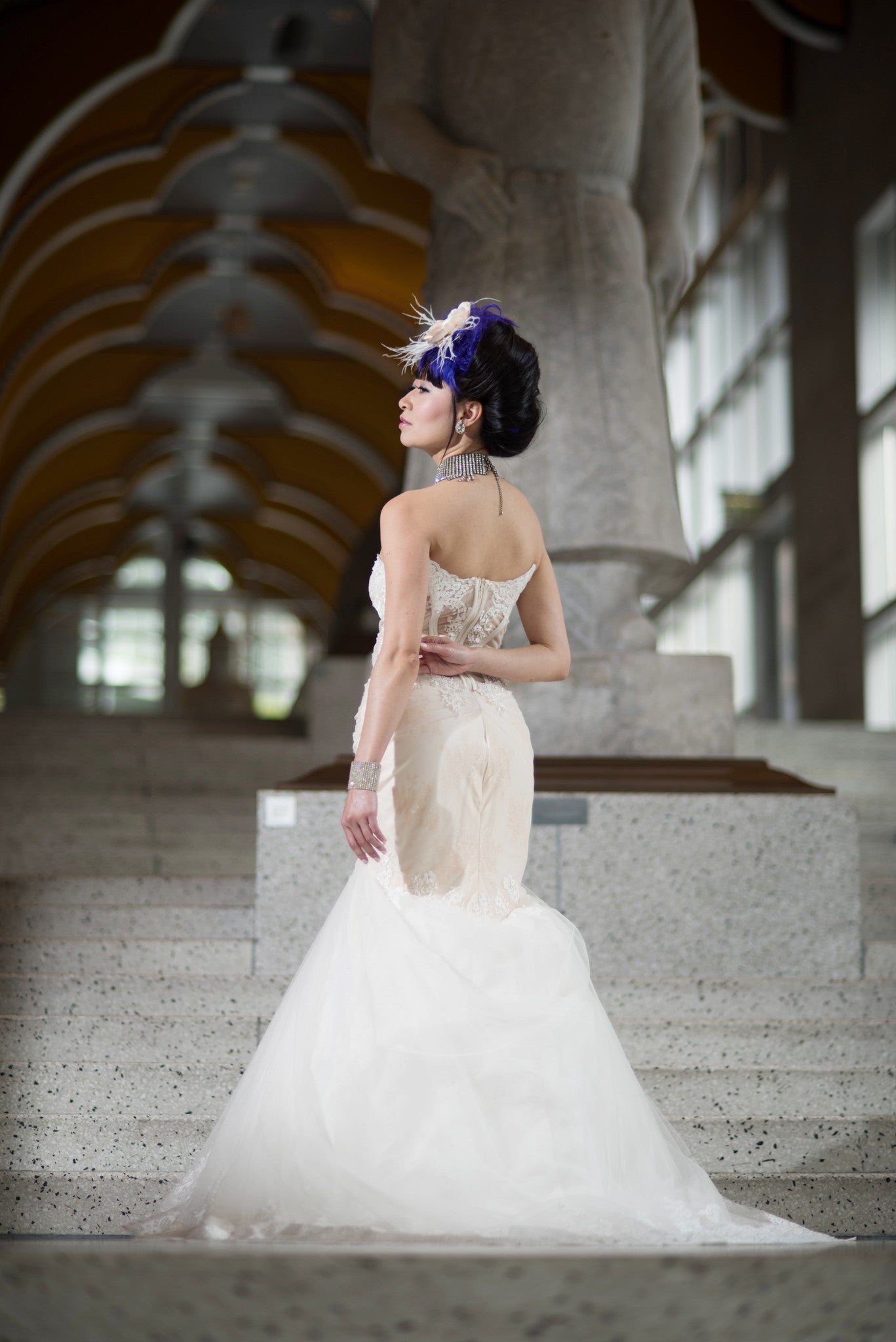 Sheer Bodice Trumpet Wedding Dress (Style # BETTY PB147) - Dream Dresses by P.M.N
 - 3