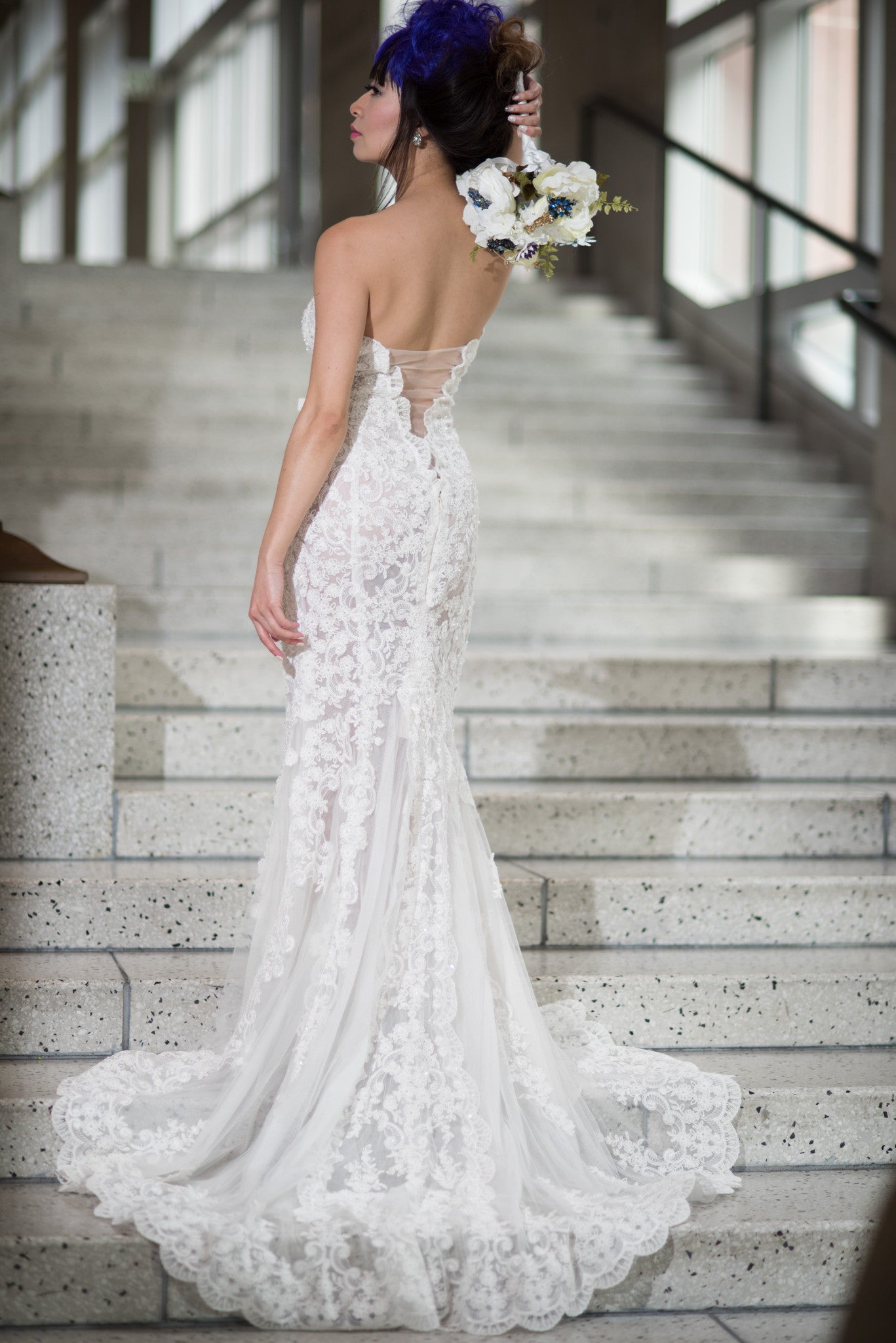 Lace Wedding Dress with High Slit (#Juliet)