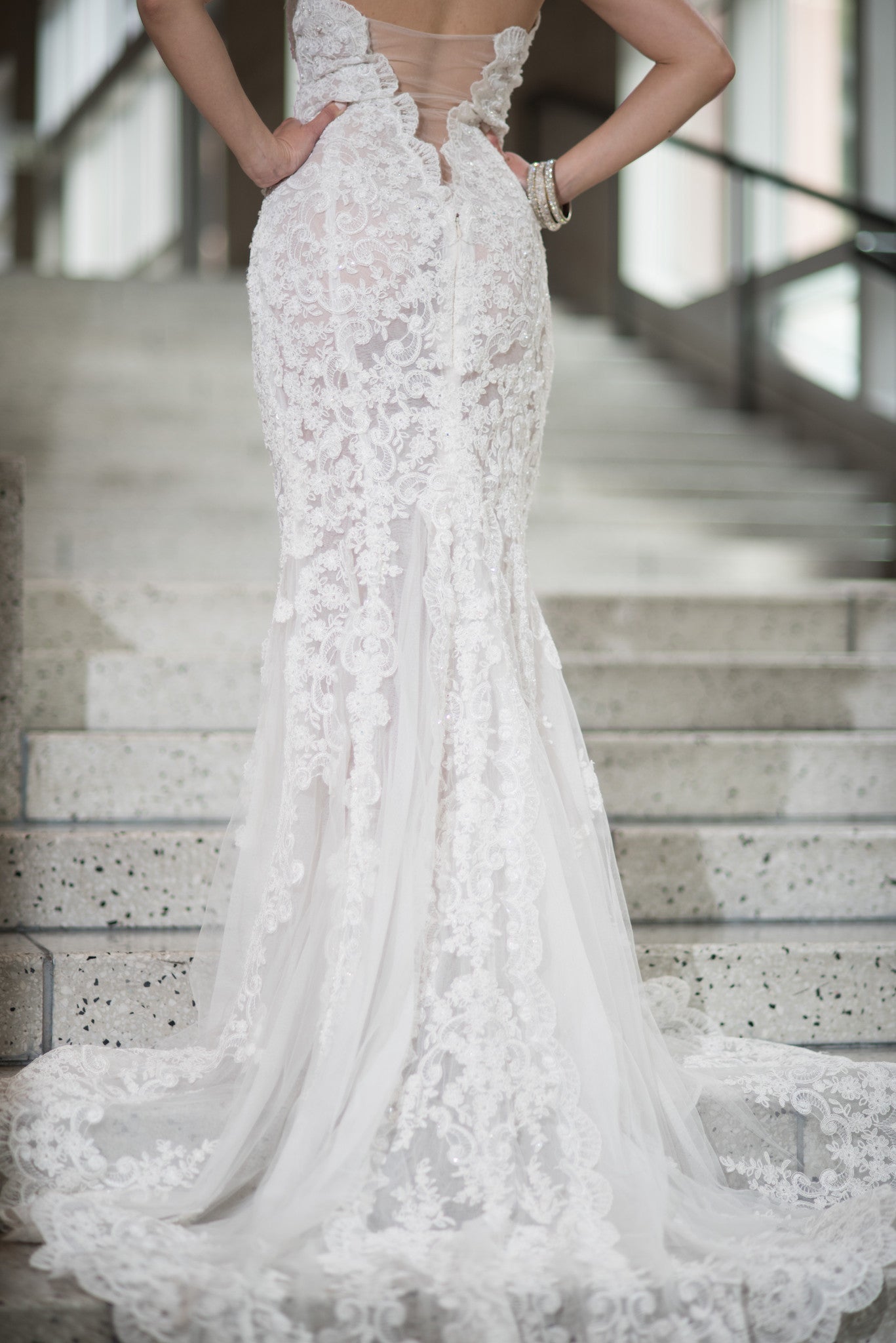 Lace Wedding Dress with High Slit (#Juliet)