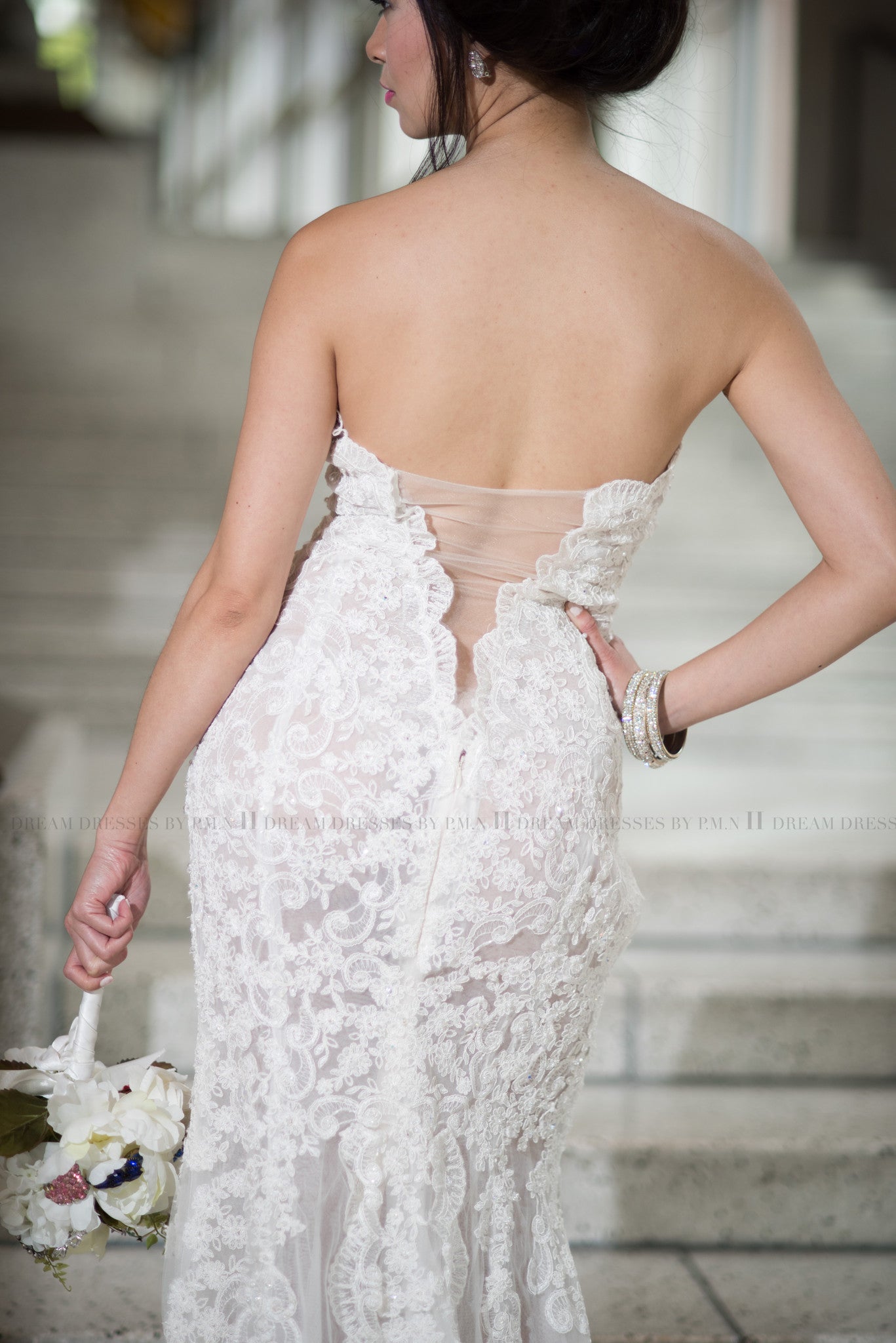 Lace Wedding Dress with High Slit (#Juliet)