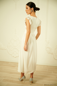 White Chiffon Rehearsal Dinner Dress (#VELIA) - Dream Dresses by P.M.N.