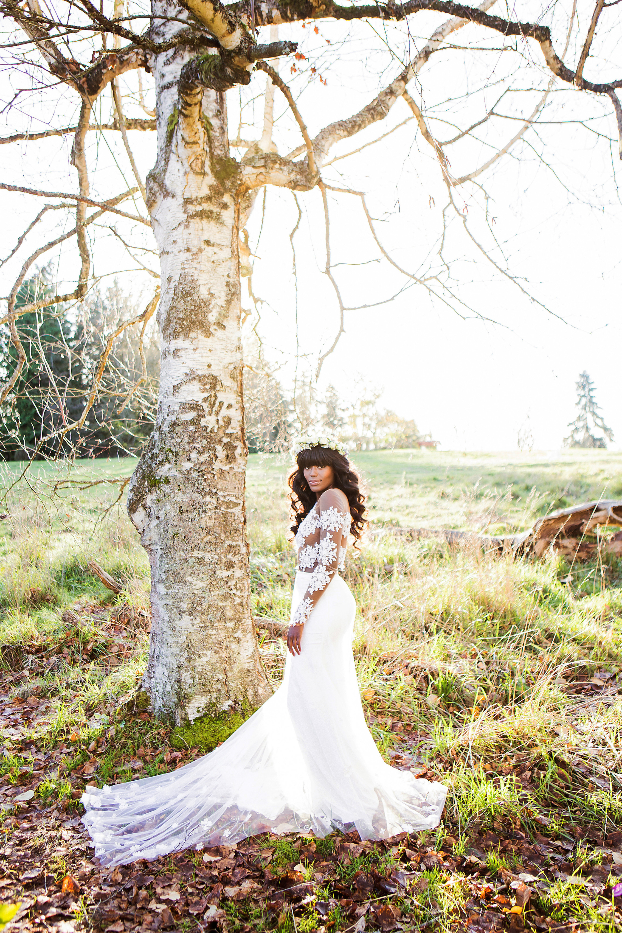 Bridal Skirt with 3D Floral Lace (#ELENA)