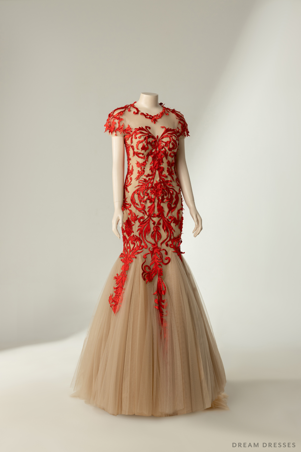 Couture Red Mermaid Wedding Gown with Embroidery (#ERINA)