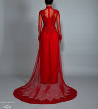 Red Bridal Ao Dai | Vietnamese Bridal Dress with Embellishment (#ADALIE) - Dream Dresses by P.M.N.