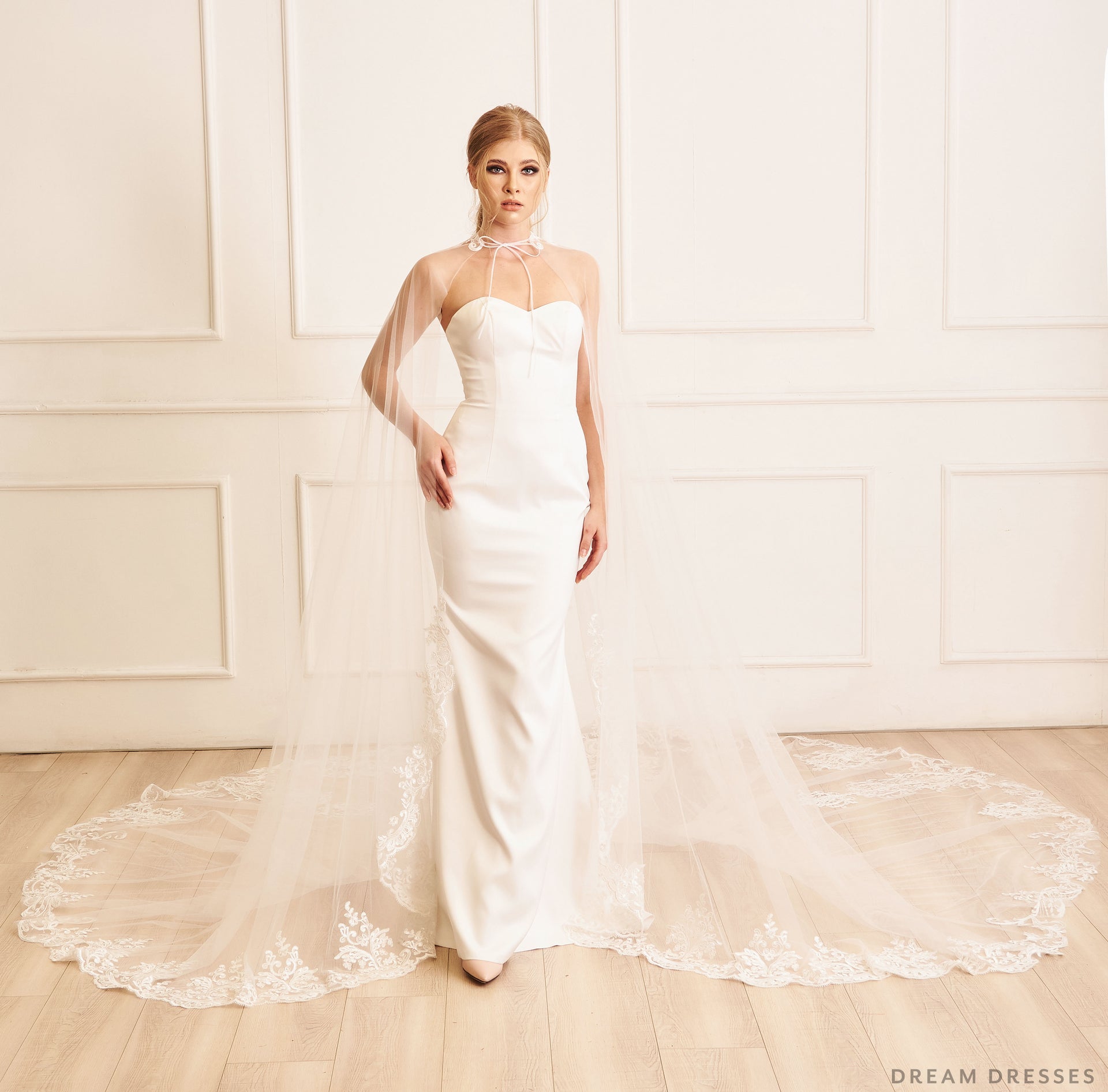 Cathedral Bridal Cape Veil (#ANSEL) - Dream Dresses by P.M.N.