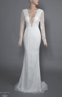 Long Sleeve Chantilly Lace Wedding Dress (#Acacia) - Dream Dresses by P.M.N.