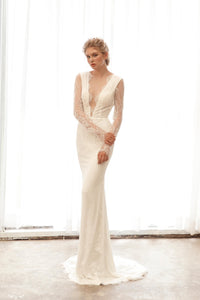 Long Sleeve Chantilly Lace Wedding Dress (#Acacia) - Dream Dresses by P.M.N.