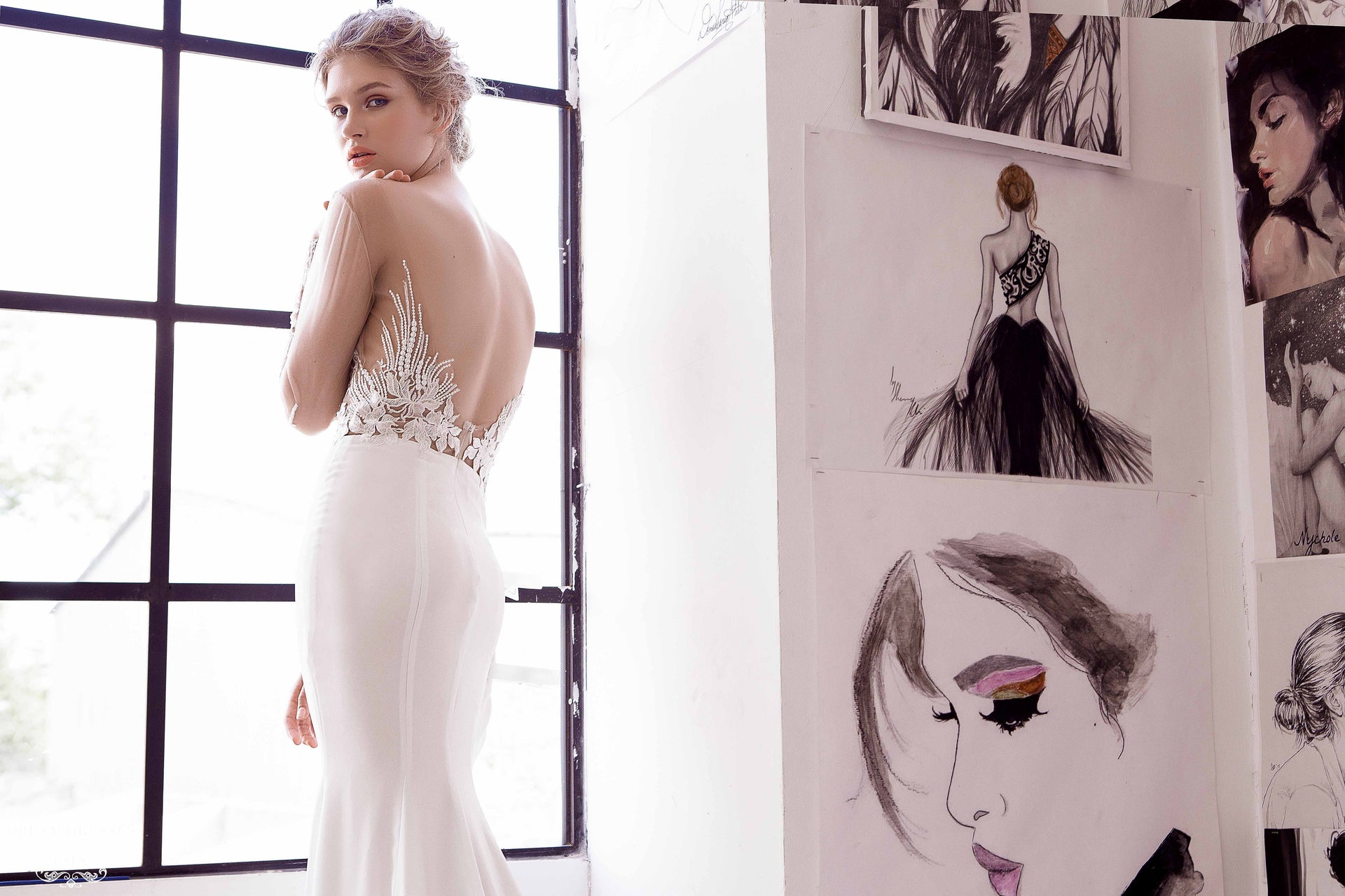 Illusion Long Sleeve Sheath Gown (#Adara) - Dream Dresses by P.M.N.