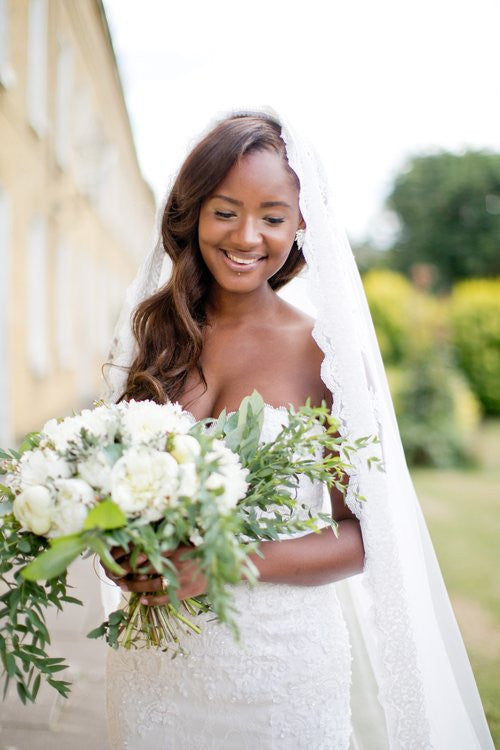 Cathedral Bridal Veil With Lace Appliqué Edge (#PB146) - Dream Dresses by P.M.N
 - 3