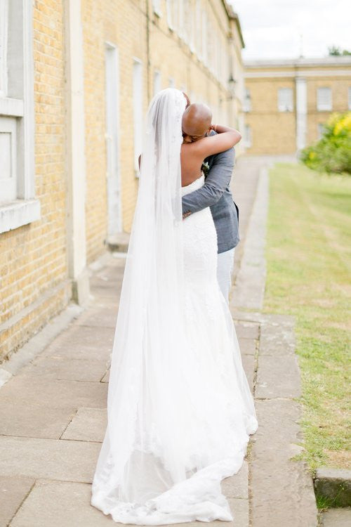 Cathedral Bridal Veil With Lace Appliqué Edge (#PB146)