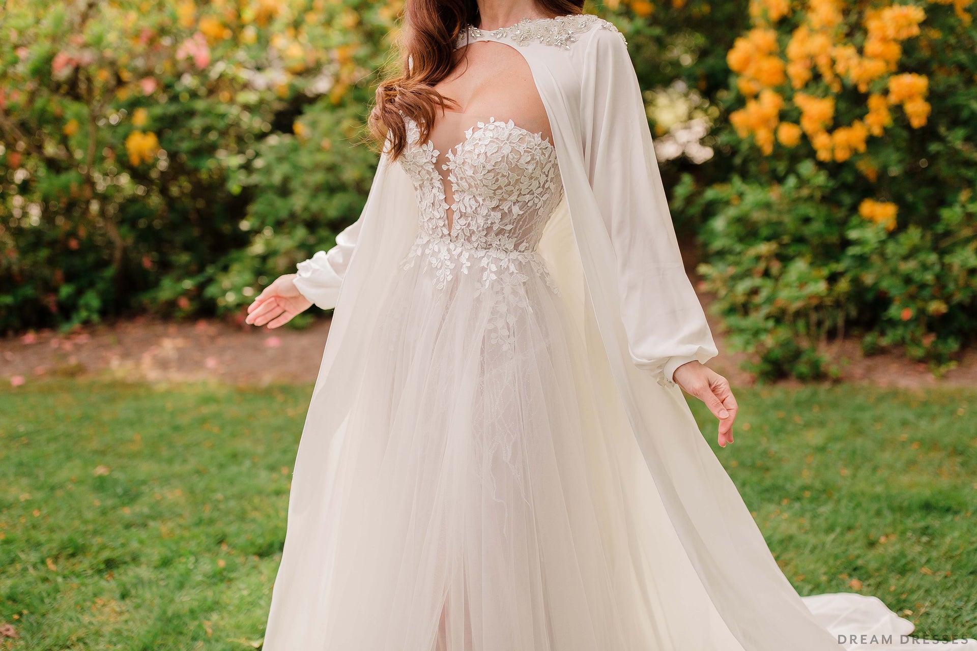 Rhinestone Crystal Bridal Cape (#AILE) - Dream Dresses by P.M.N.