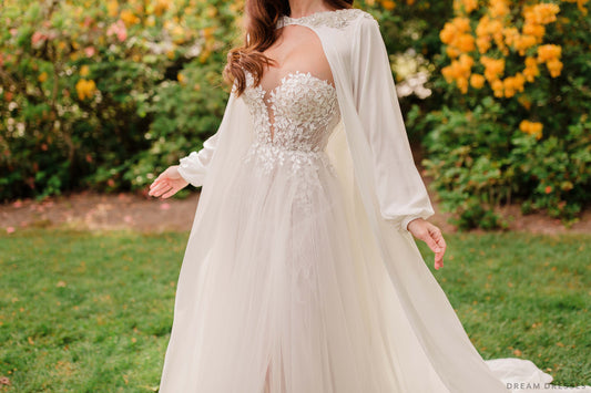 Rhinestone Crystal Bridal Cape (#AILE) - Dream Dresses by P.M.N.