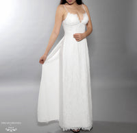 White Bridal Ao Dai | Vietnamese Lace Bridal Dress with Modern Neckline (#AIMEE) - Dream Dresses by P.M.N.
