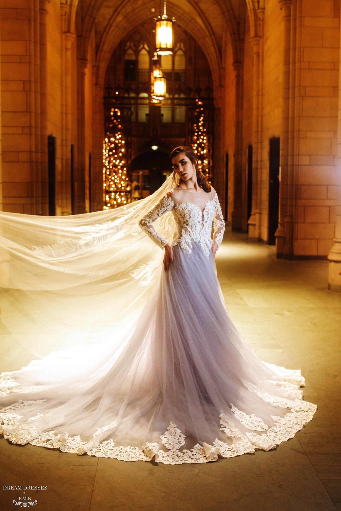 DreamDress By PMN Alsatia Haute A-Line Wedding Dress Gown Illusion Off Shoulder Floral Accents Chapel Train | Size: Small | Color: Dusty Blue DreamDress By PMN Alsatia Haute A-Line Wedding Dress Gown Illusion Off Shoulder Floral Accents Chapel Train | Size: Small | Color: Dusty Blue