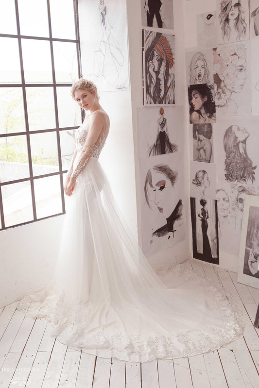 Removable Bridal Overskirt (#Alviva) - Dream Dresses by P.M.N.