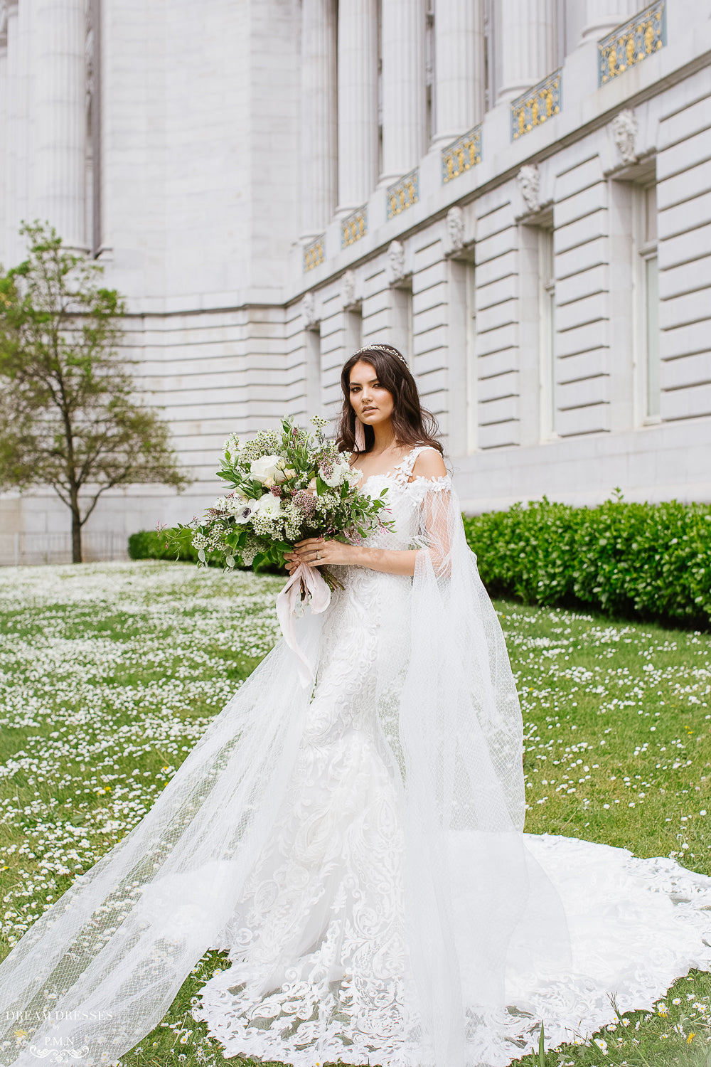 Detachable Off The Shoulder Bridal Cape Sleeves (#MARIAH) - Dream Dresses by P.M.N.