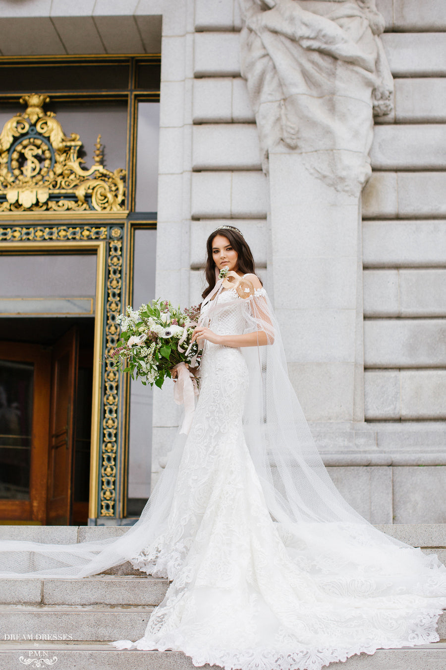 Detachable Off The Shoulder Bridal Cape Sleeves (#MARIAH) - Dream Dresses by P.M.N.