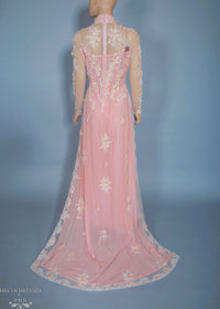 Blush Pink Bridal Ao Dai | Vietnamese Bridal Dress with Embellishment (#ANNIE) - Dream Dresses by P.M.N.