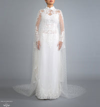 Sparkling Cathedral Pearl Bridal Cape (#AXELLI) - Dream Dresses by P.M.N.