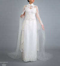Sparkling Cathedral Pearl Bridal Cape (#AXELLI) - Dream Dresses by P.M.N.