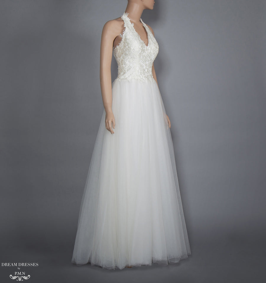 A-line Wedding Dress with Halter Neckline (#Brenda) - Dream Dresses by P.M.N.