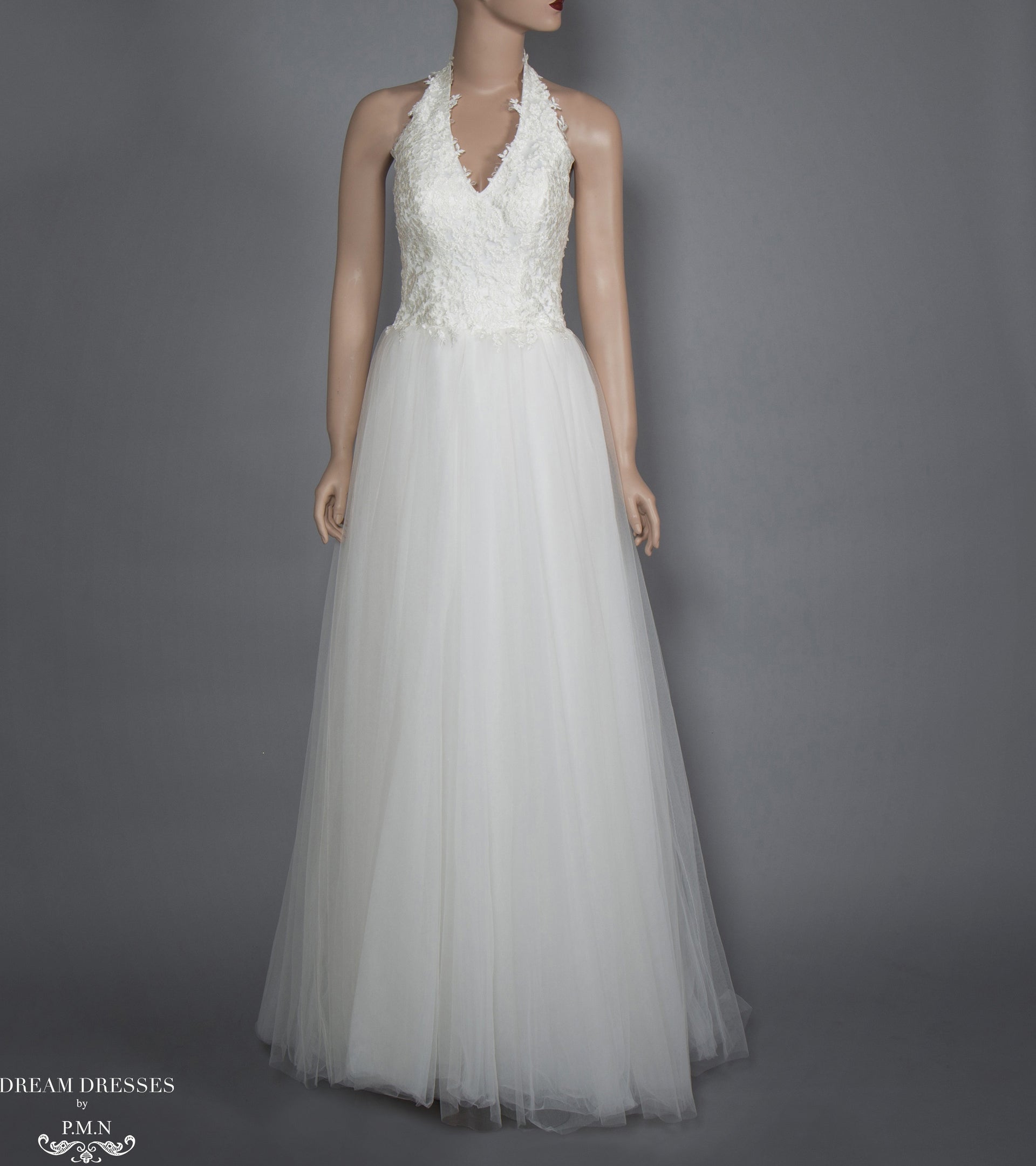 A-line Wedding Dress with Halter Neckline (#Brenda) - Dream Dresses by P.M.N.