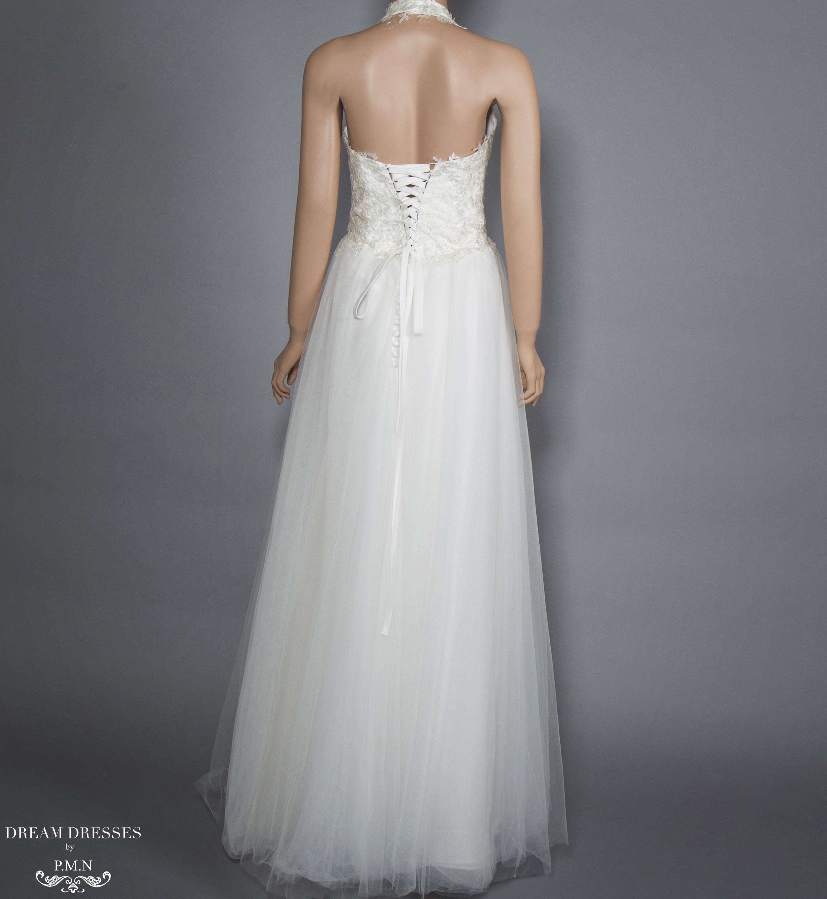 A-line Wedding Dress with Halter Neckline (#Brenda)