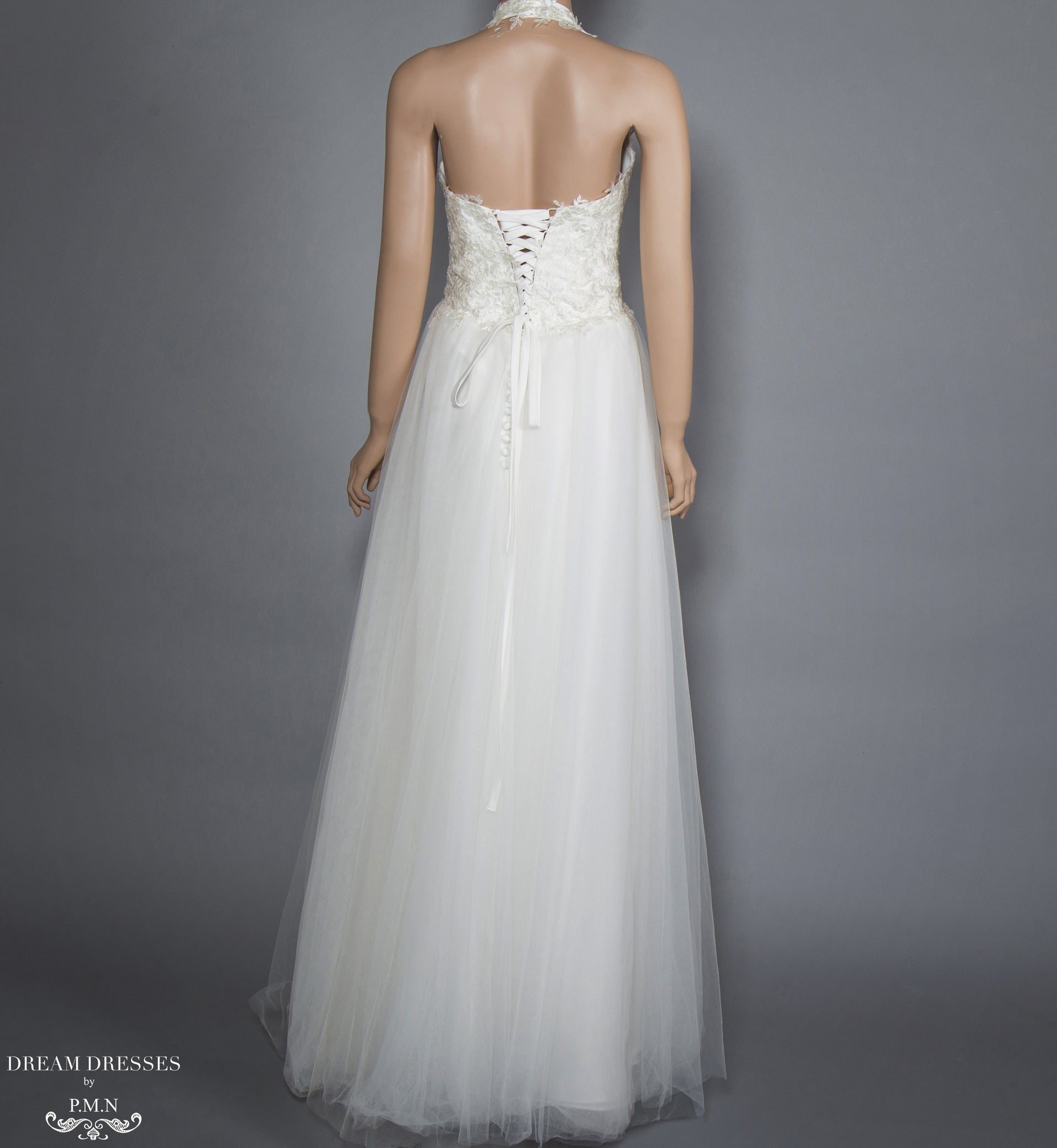 A-line Wedding Dress with Halter Neckline (#Brenda) - Dream Dresses by P.M.N.