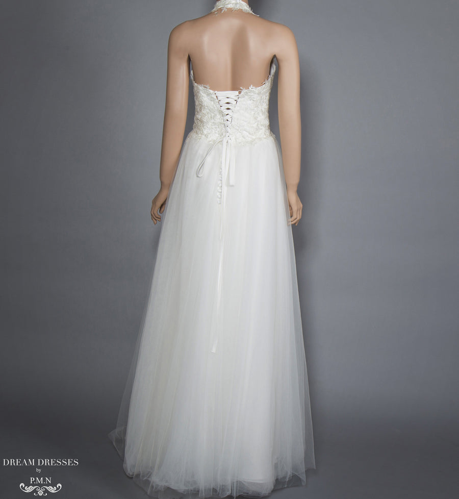 A-line Wedding Dress with Halter Neckline (#Brenda) - Dream Dresses by P.M.N.