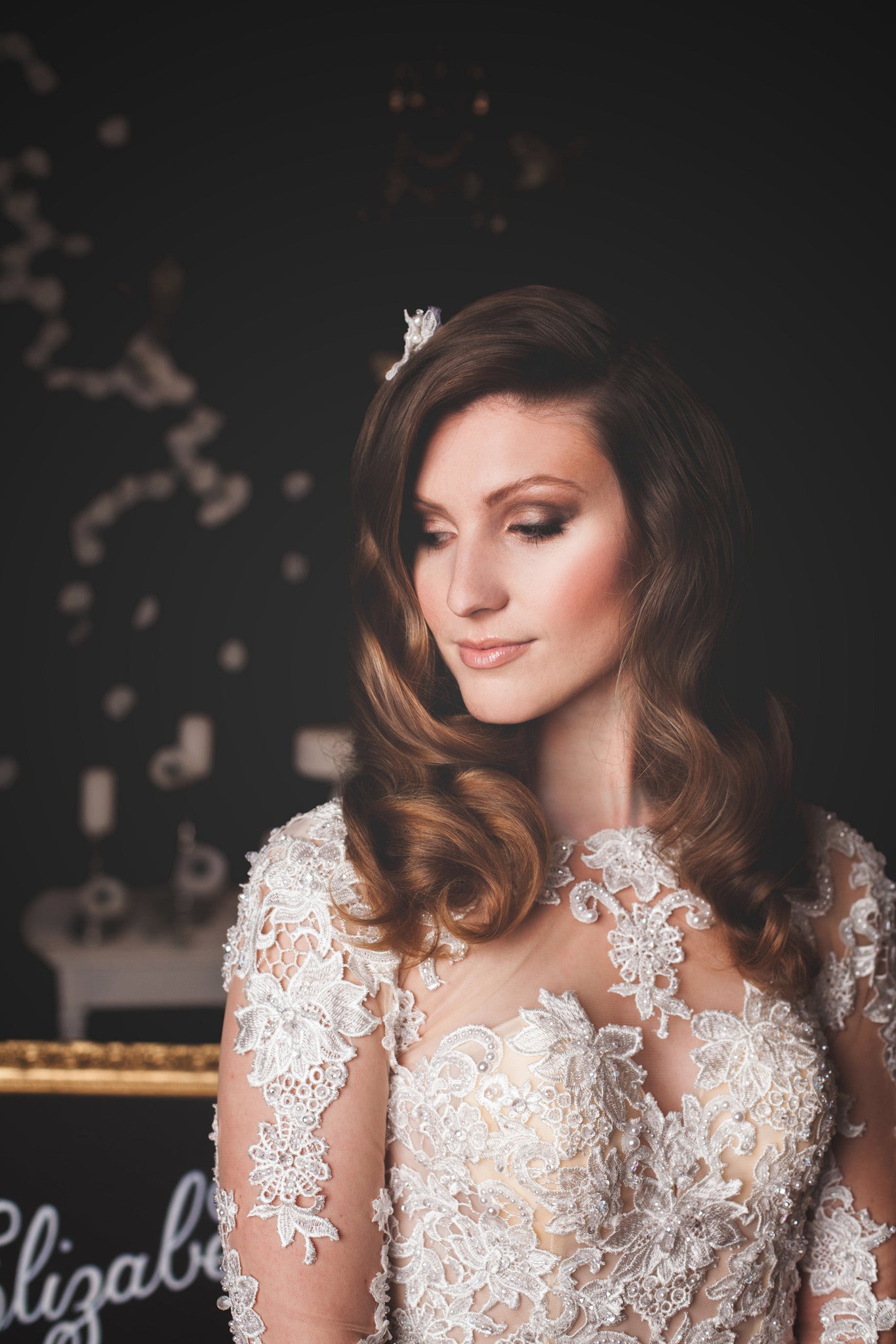 Modern Long Sleeve Wedding Dress with Keyhole Back | Liz PB096 Modern Long Sleeve Wedding Dress with Keyhole Back | Liz PB096