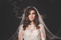 Modern Long Sleeve Wedding Dress With Key Hole Back (Style # Liz PB096) - Dream Dresses by P.M.N
 - 5