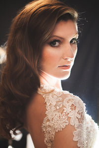 Modern Long Sleeve Wedding Dress With Key Hole Back (Style # Liz PB096) - Dream Dresses by P.M.N
 - 10