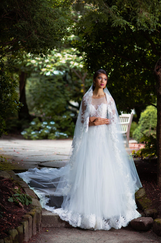 Illusion Neckline Ball Gown With Hand Beaded Bodice (Style #SS16308) - Dream Dresses by P.M.N
 - 1