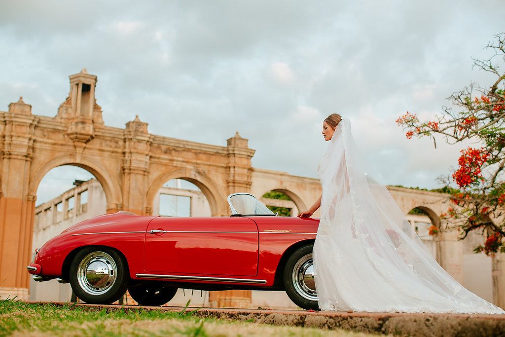 One-tier Cathedral Length Veil With Lace Appliqué Edge (#PB100) - Dream Dresses by P.M.N
 - 4