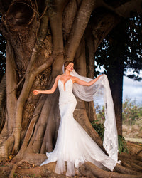 One-tier Cathedral Length Veil With Lace Appliqué Edge (#PB100) - Dream Dresses by P.M.N
 - 5