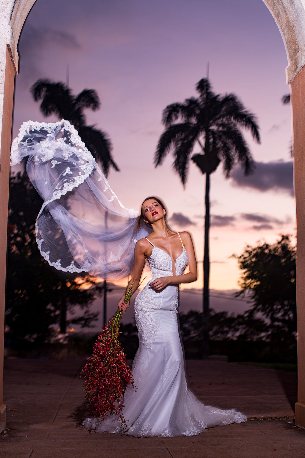 Bridal Veil With Lace Trim (#Dinah)