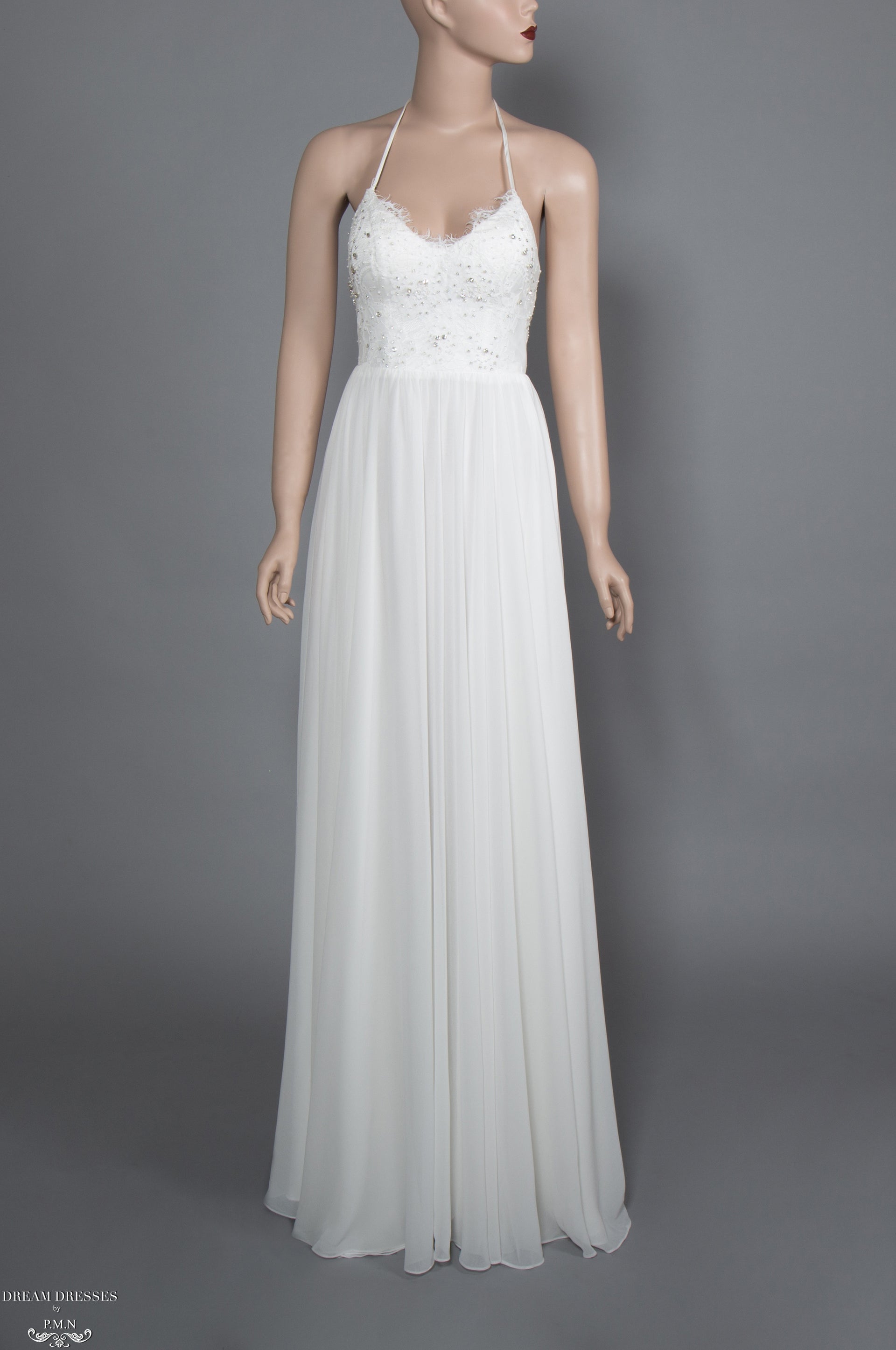 Lace and Chiffon Bohemian Wedding Dress (#Calida) - Dream Dresses by P.M.N.