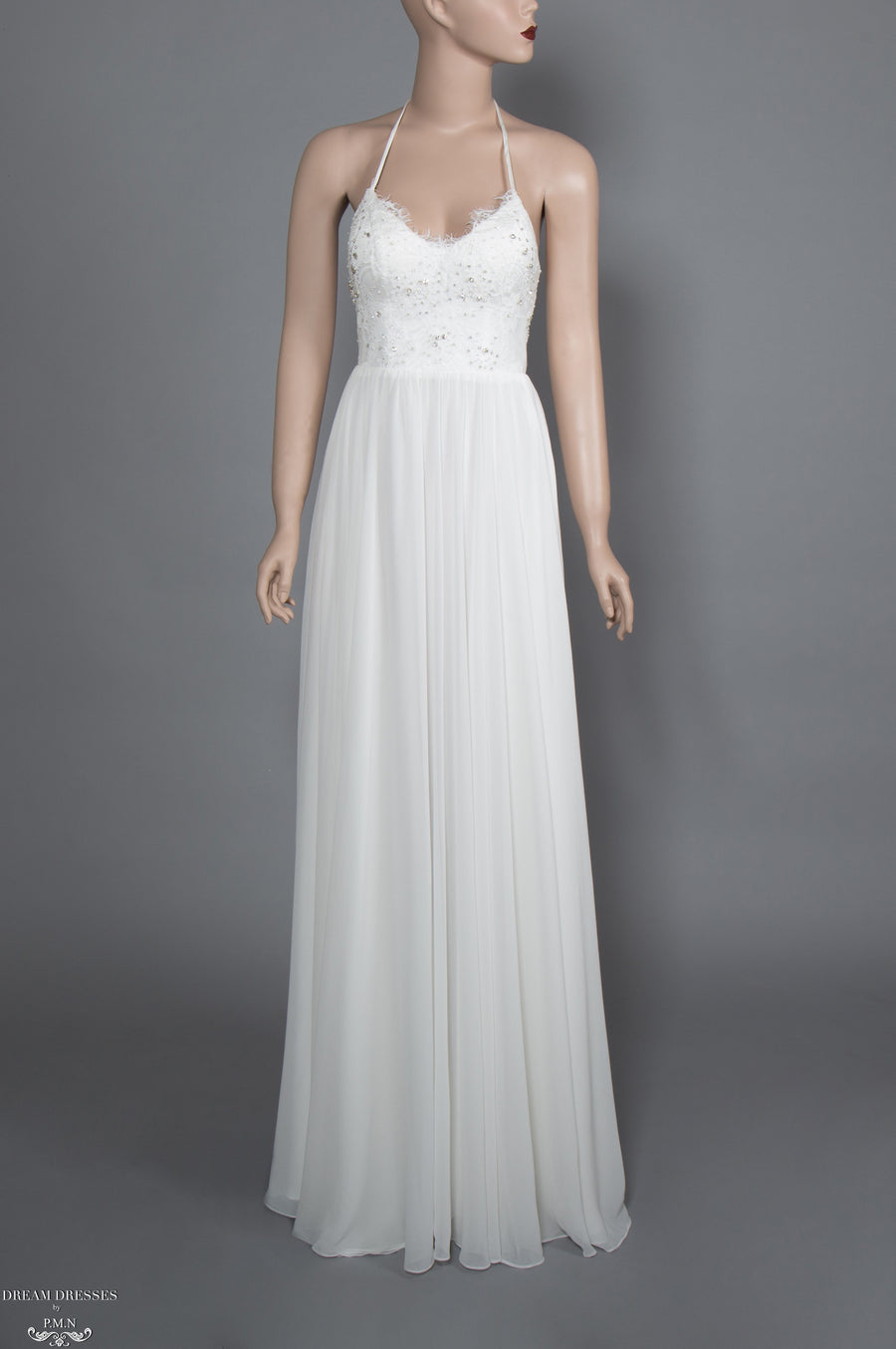 Lace and Chiffon Bohemian Wedding Dress (#Calida) - Dream Dresses by P.M.N.
