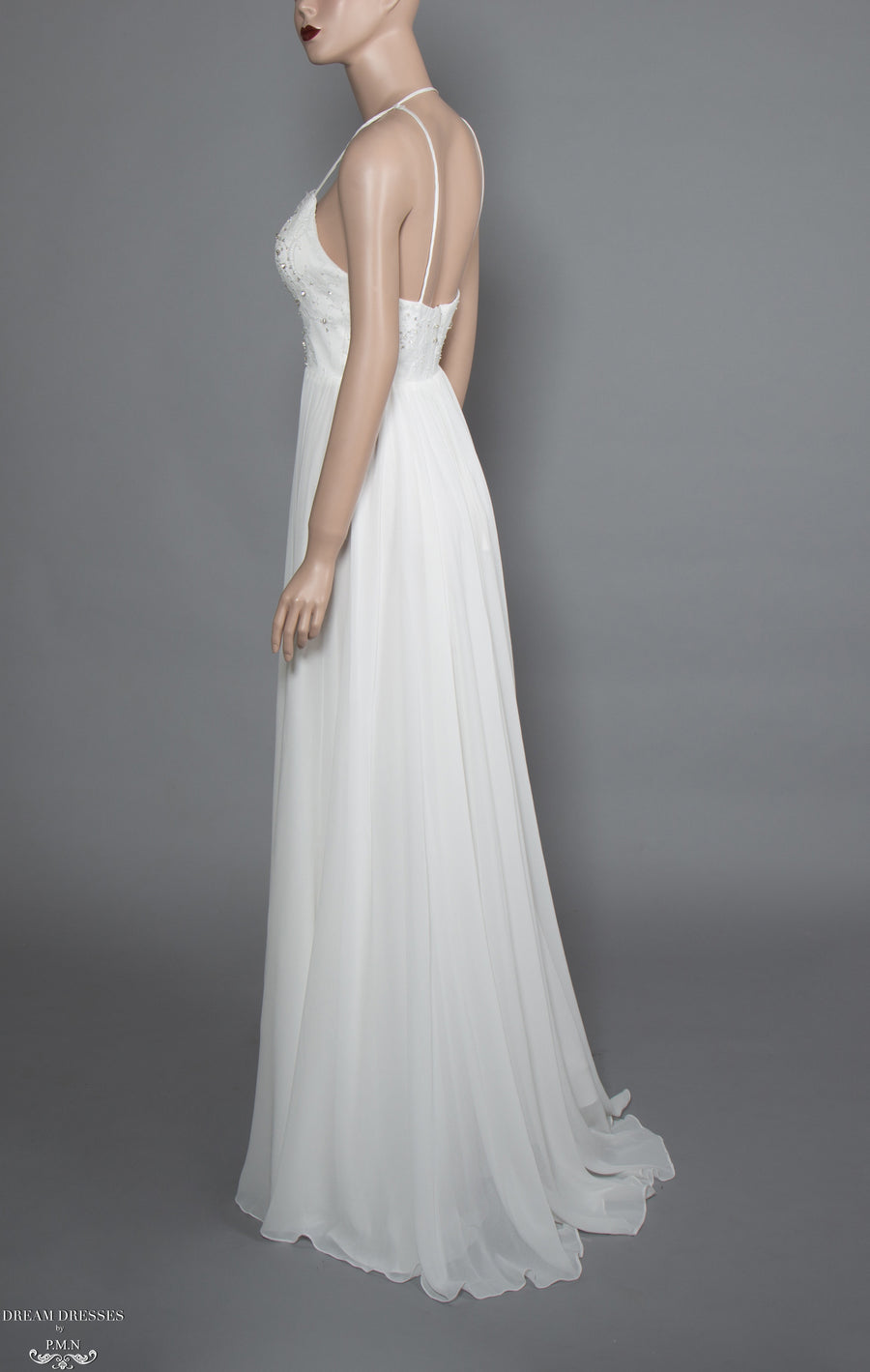 Lace and Chiffon Bohemian Wedding Dress (#Calida) - Dream Dresses by P.M.N.