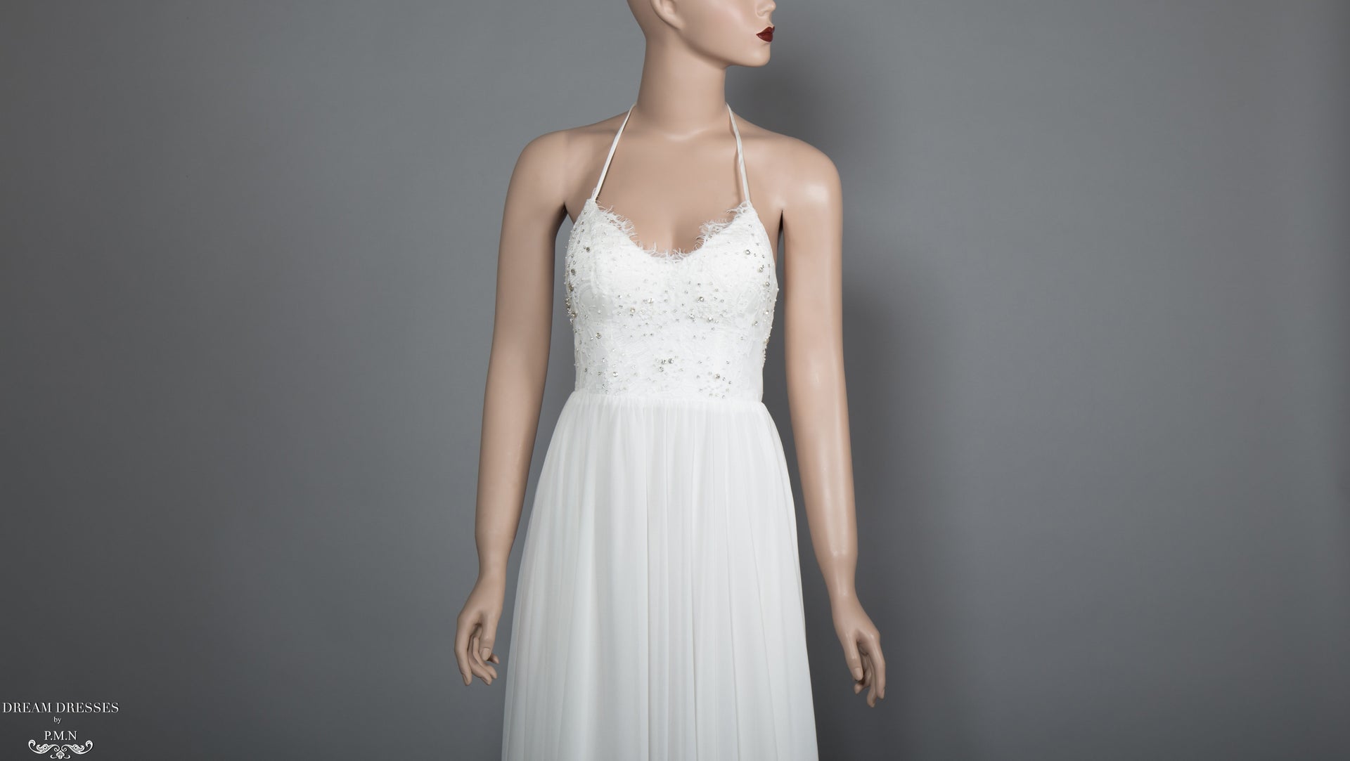 Lace and Chiffon Bohemian Wedding Dress (#Calida) - Dream Dresses by P.M.N.