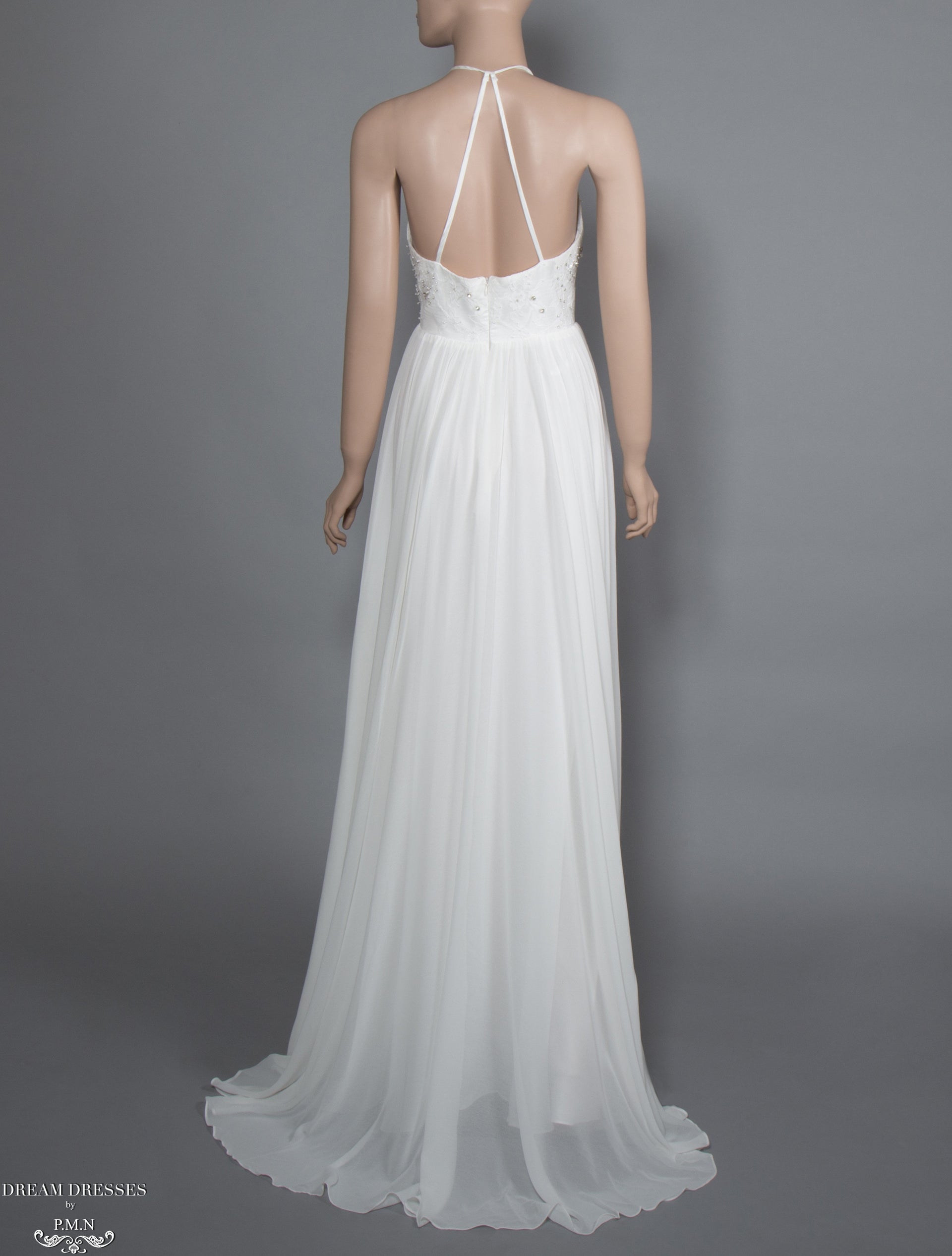 Lace and Chiffon Bohemian Wedding Dress (#Calida) - Dream Dresses by P.M.N.
