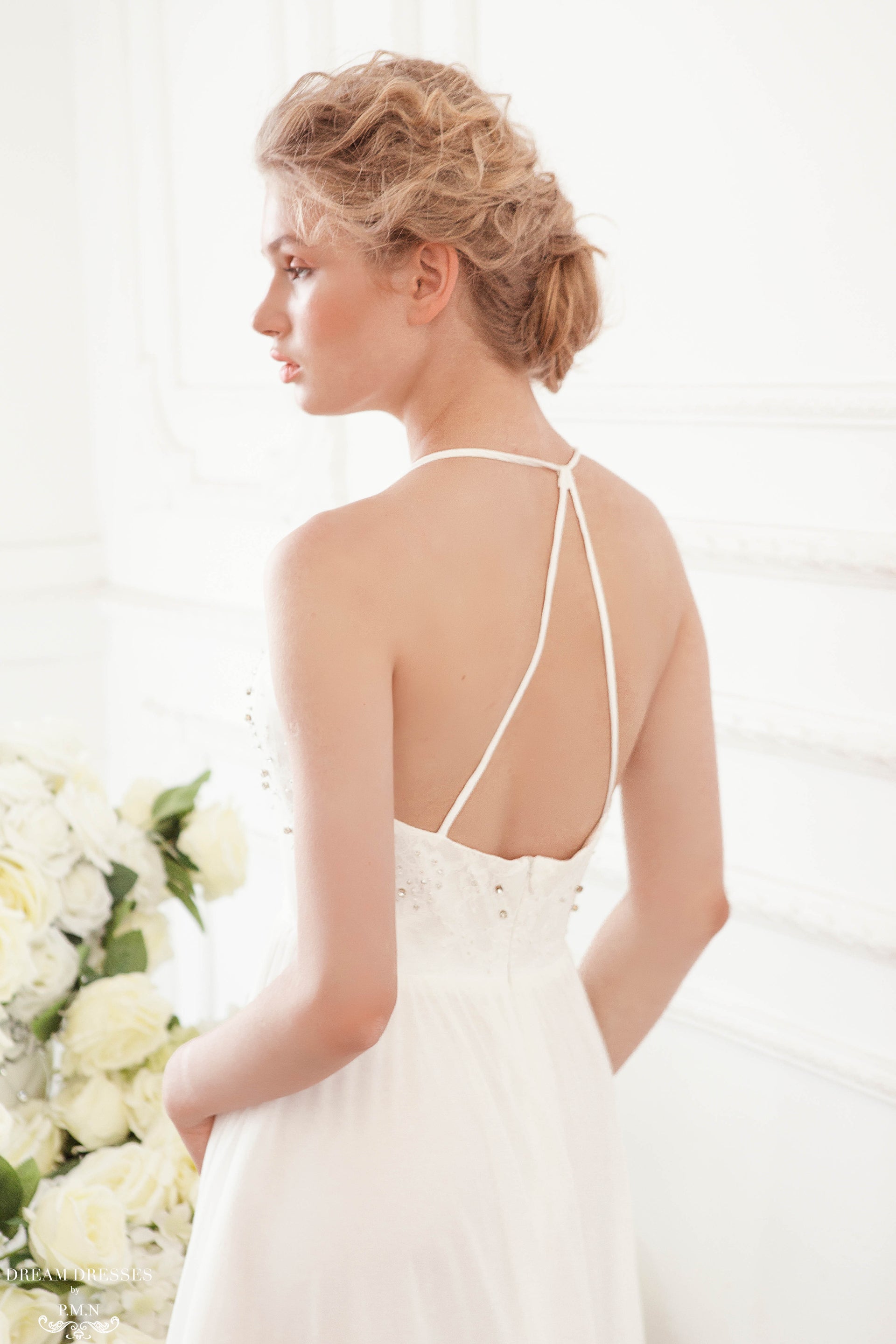 Lace and Chiffon Bohemian Wedding Dress (#Calida) - Dream Dresses by P.M.N.