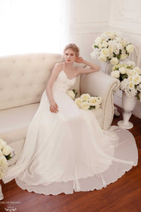 Lace and Chiffon Bohemian Wedding Dress (#Calida) - Dream Dresses by P.M.N.