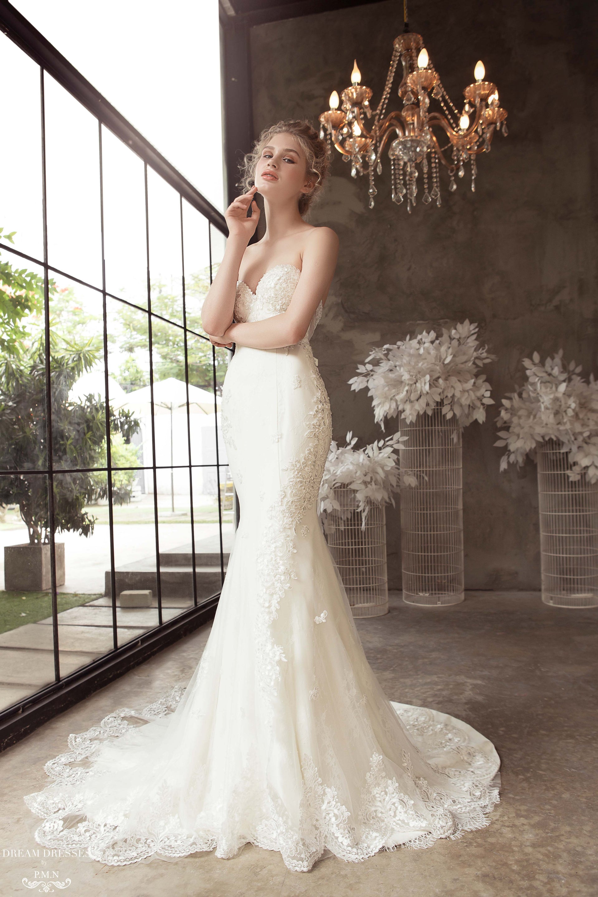 Lace Strapless Mermaid Wedding Dress (#Camille) - Dream Dresses by P.M.N.