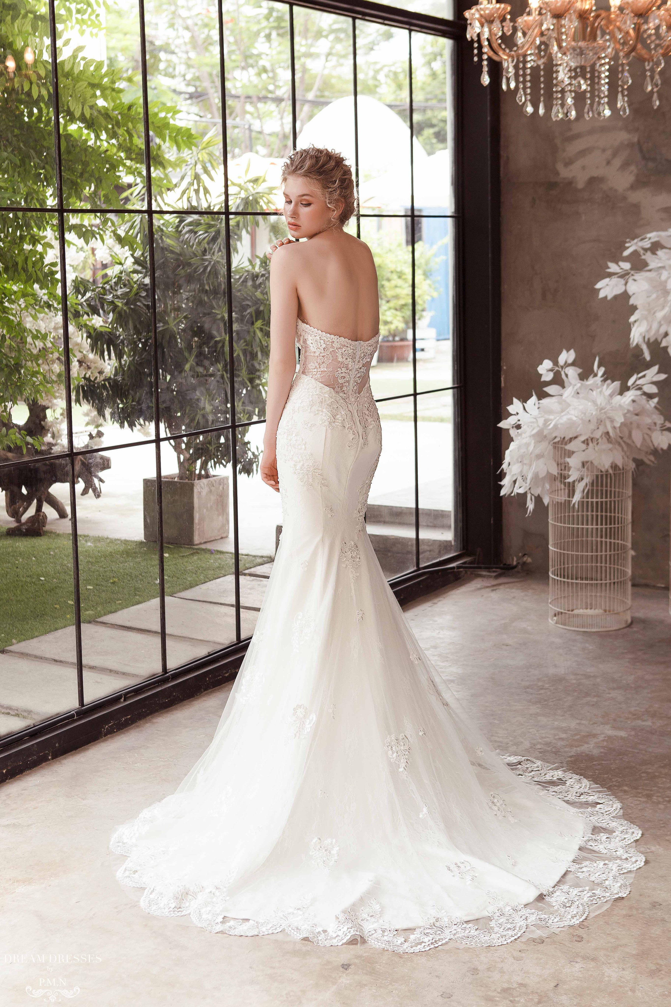 Lace Strapless Mermaid Wedding Dress (#Camille)