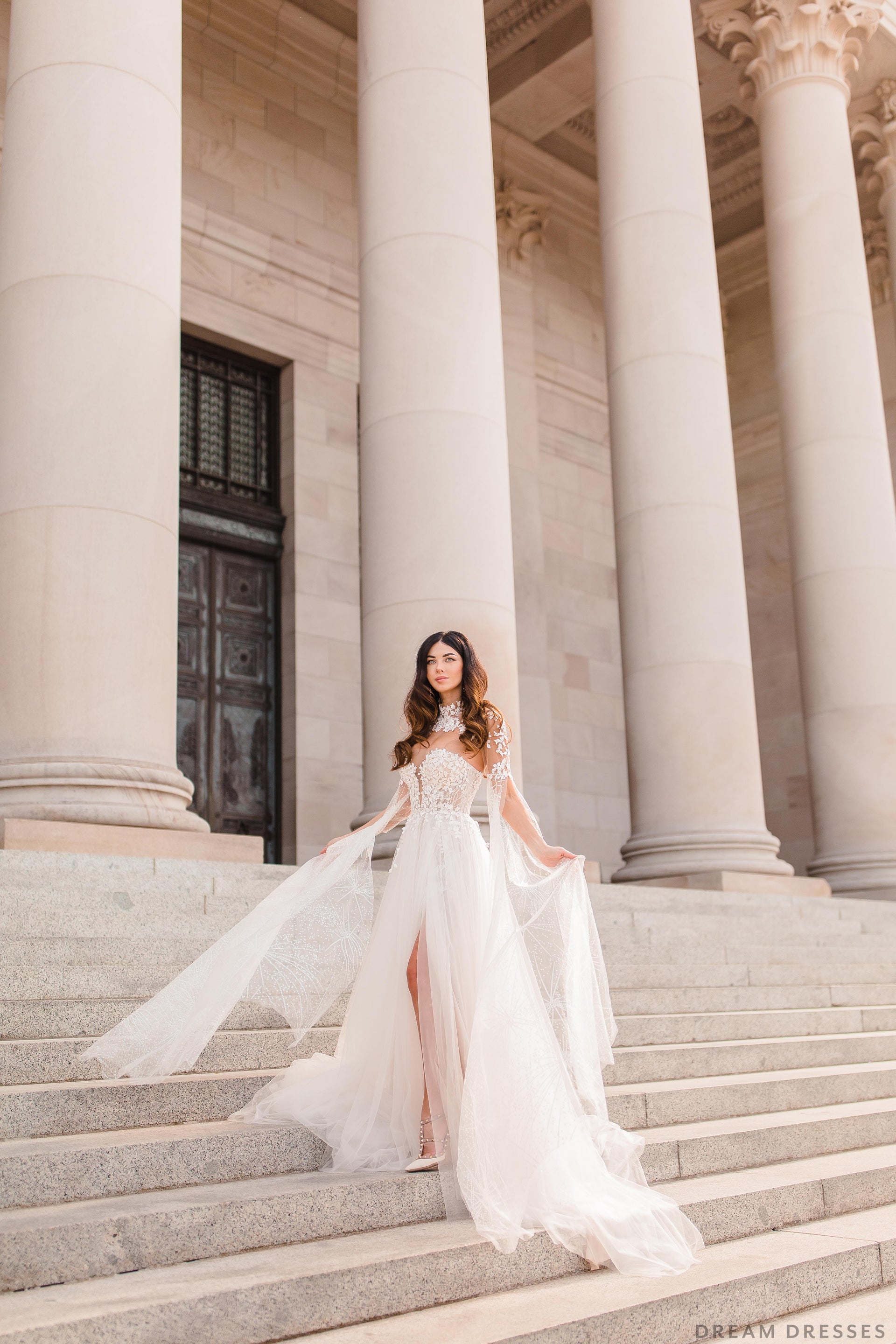 Lace Bridal Cape Sleeves (#CARINA) - Dream Dresses by P.M.N.