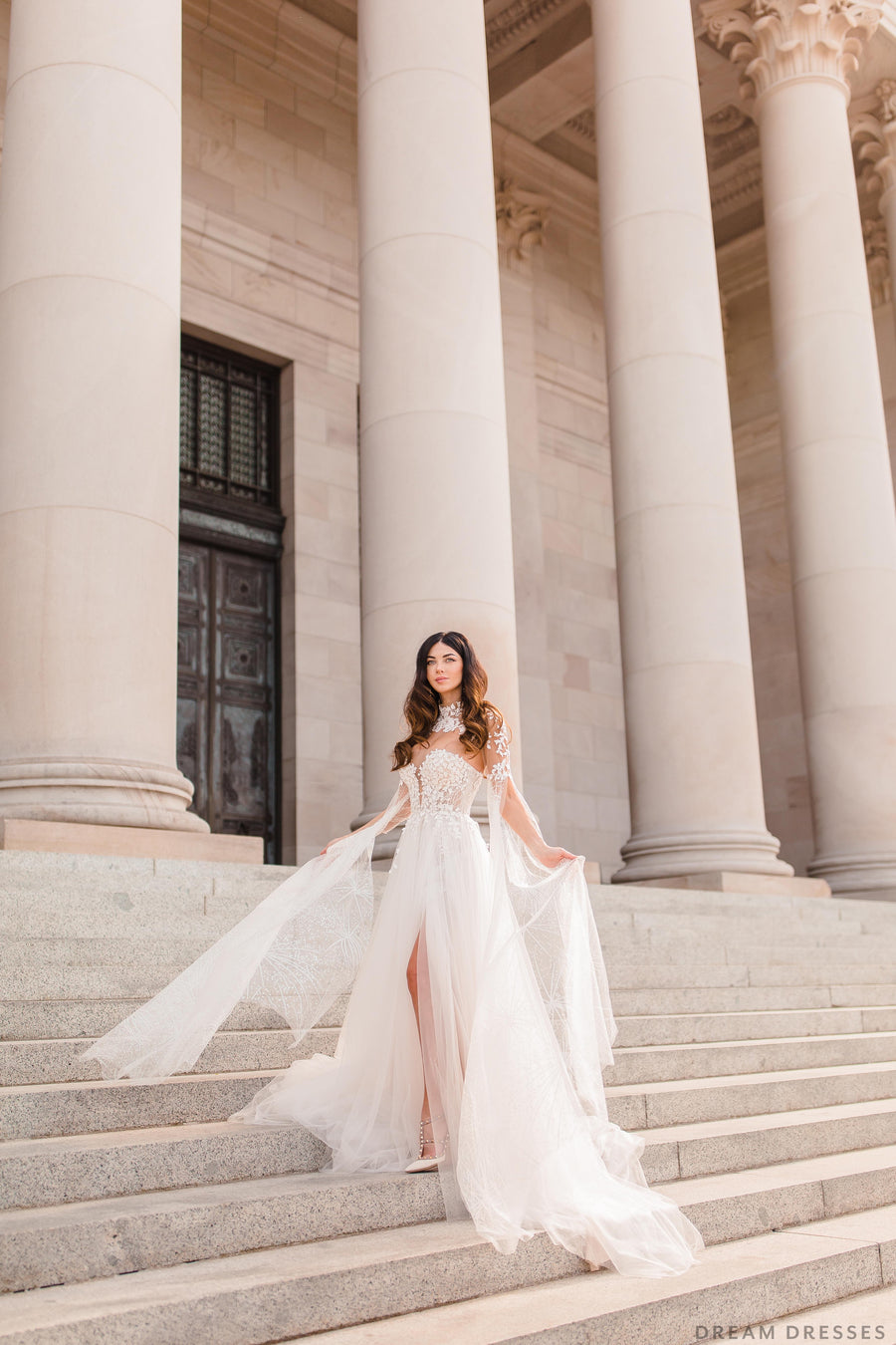 Lace Bridal Cape Sleeves (#CARINA) - Dream Dresses by P.M.N.
